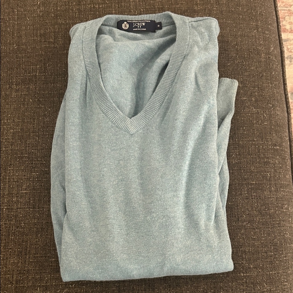 J. Crew Men's Aqua Colored V-Neck Sweater